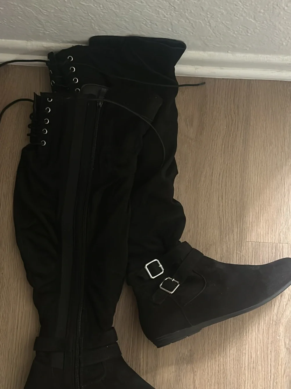 torrid Black Over-the-Knee Lace & Buckle Boots